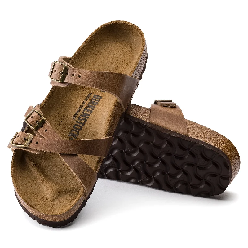 Women's Birkenstock Franca Oiled Leather Color: Tobacco Brown