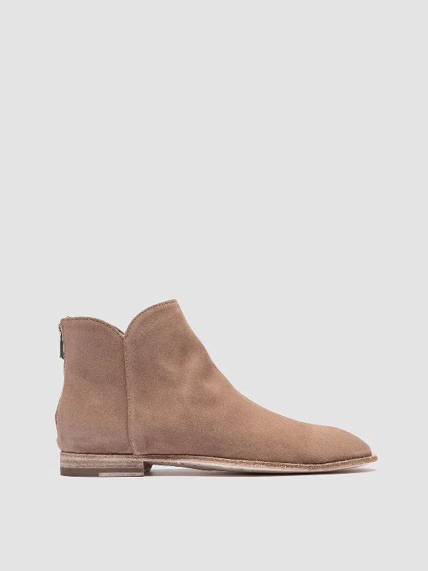 SOLITUDE 106 - Beige Suede Zipped Boots