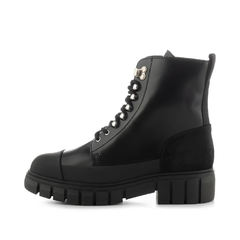 Rebel lace-up boot leather - BLACK / BLACK