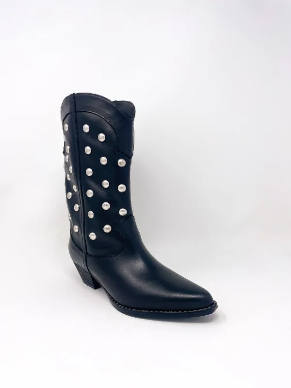 Loretta in Black Calf w/Studs