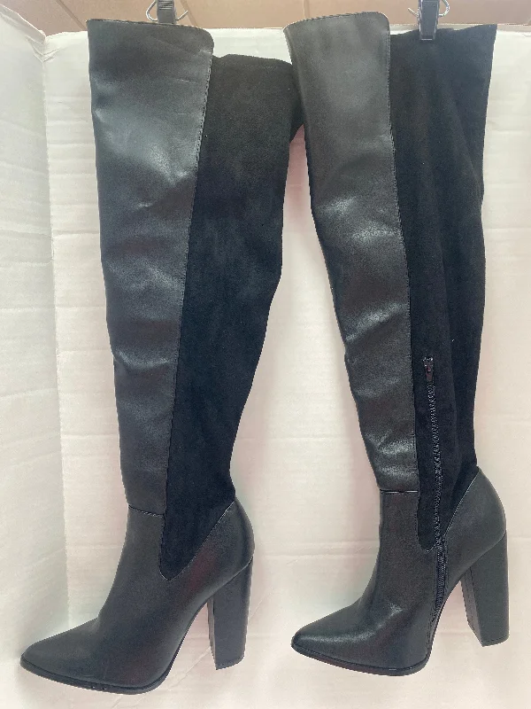 Black Boots Over-the-knee Heels Nine West, Size 10.5